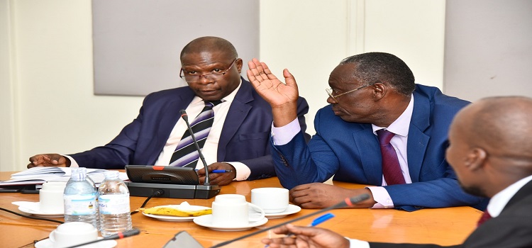 The Chairperson of the Budget Committee, Hon. Patrick Isiagi (R) with his deputy, Hon. Wamakuyu Mudimi during the meeting